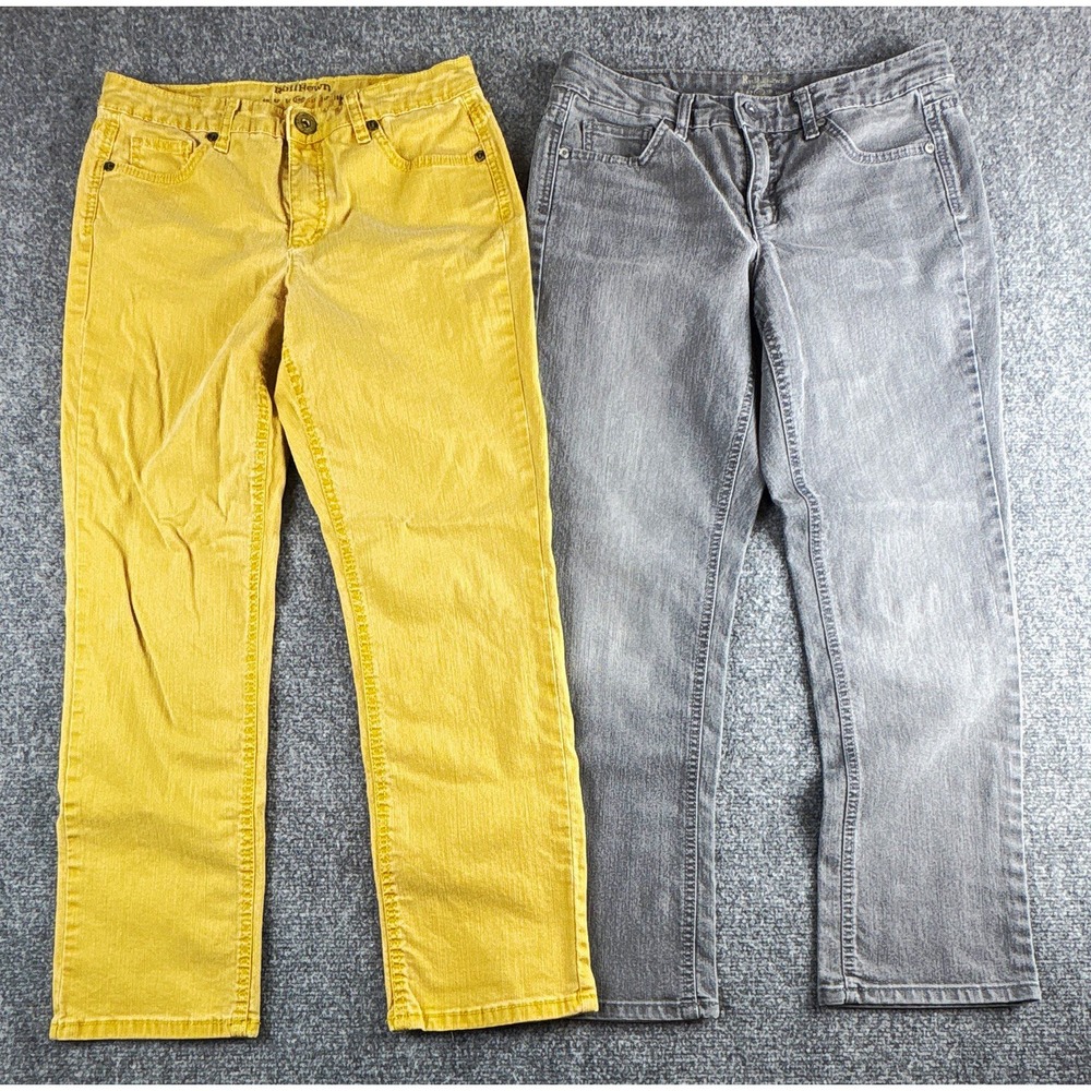 LOT OF 2 RuffHewn Petite Straight Jeans Mustard Yellow & Faded Grey - Size 10P